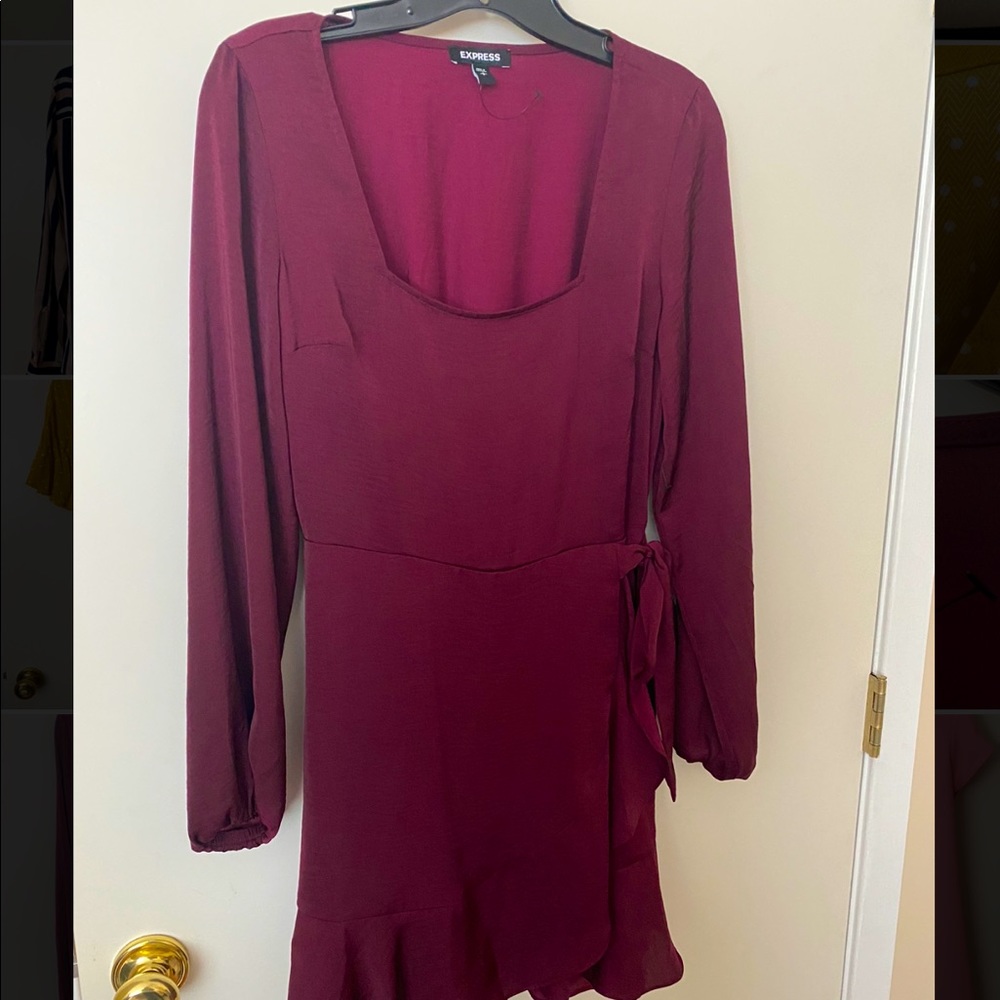 Satin Scoop Front Dress - Maroon and Never worn